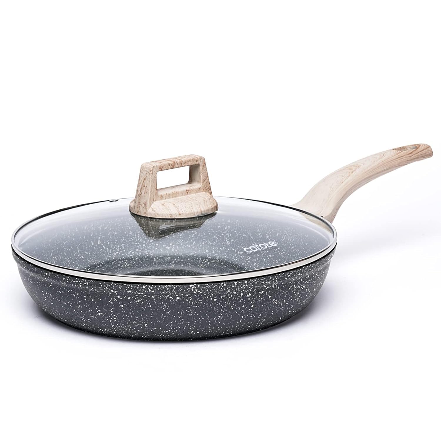 CAROTE Non Stick Frying Pan Skillet, Nonstick Granite Fry Pan with Glass Lid, Egg Pan Omelet Pans, Stone Cookware Chef's Pan, PFOA Free (Classic Granite, 10-Inch) CAROTE Non Stick Frying Pan Skillet, Nonstick Granite Fry Pan with Glass Lid, Egg Pan Omelet Pans, Stone Cookware Chef's Pan, PFOA Free (Classic Granite, 10-Inch)