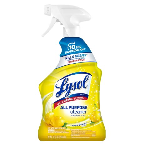 Lysol All Purpose Cleaner Spray, Multi-Purpose Disinfecting Spray, Kitchen & Bathroom Cleaner, Lemon Breeze Scent, 32 Fl Oz