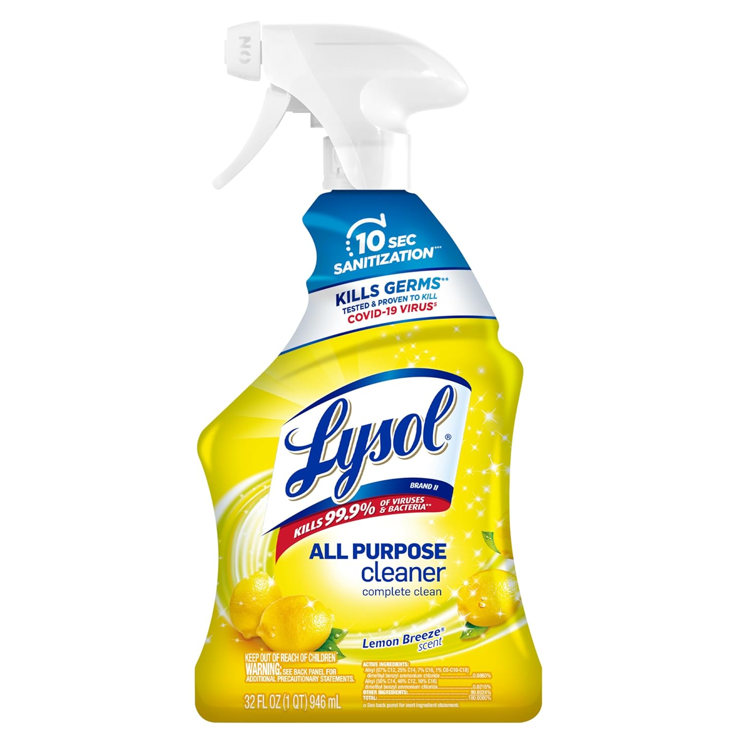 Lysol All Purpose Cleaner Spray, Multi-Purpose Disinfecting Spray, Kitchen & Bathroom Cleaner, Lemon Breeze Scent, 32 Fl Oz Lysol All Purpose Cleaner Spray, Multi-Purpose Disinfecting Spray, Kitchen & Bathroom Cleaner, Lemon Breeze Scent, 32 Fl Oz