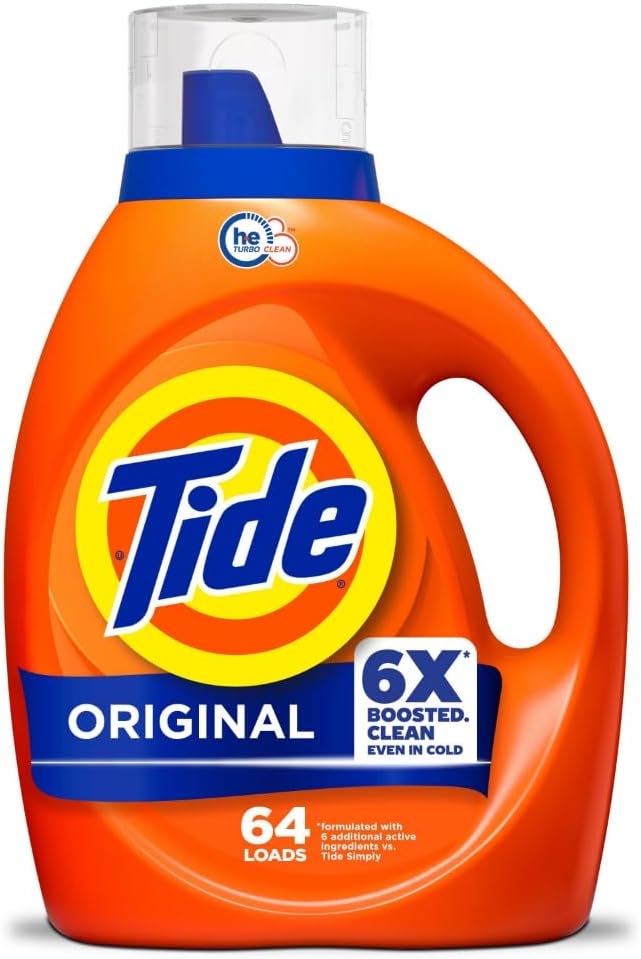 Tide Laundry Detergent Liquid, Original Scent, 64 Loads, 80 FL OZ, Works on 100% of Common Stains, Laundry Soap, Liquid Laundry Detergent Tide Laundry Detergent Liquid, Original Scent, 64 Loads, 80 FL OZ, Works on 100% of Common Stains, Laundry Soap, Liquid Laundry Detergent